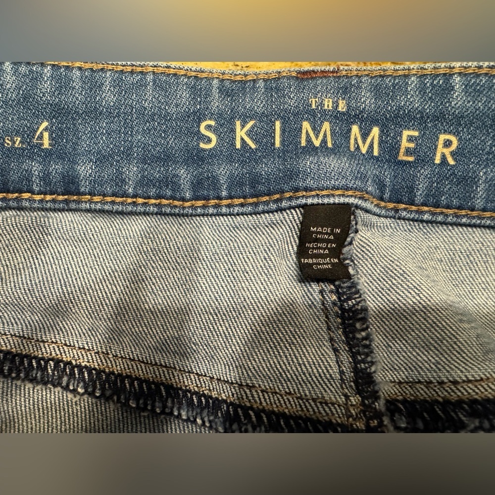White House Black Market The Skimmer Jeans Faux Leather Trim Ankle Zip Size 4 - Picture 10 of 15